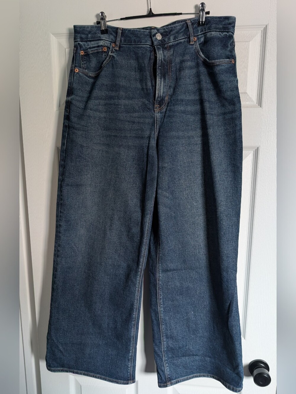 American Eagle Outfitters Wide-Leg Jeans in Dark Blue Wash